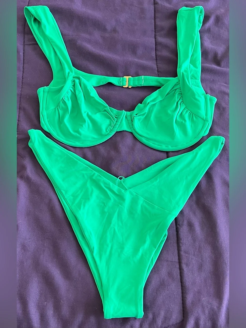 L*Space Bikini Set Stella Top & Low Tide Bottom XL Jade Green Resortwear Swim